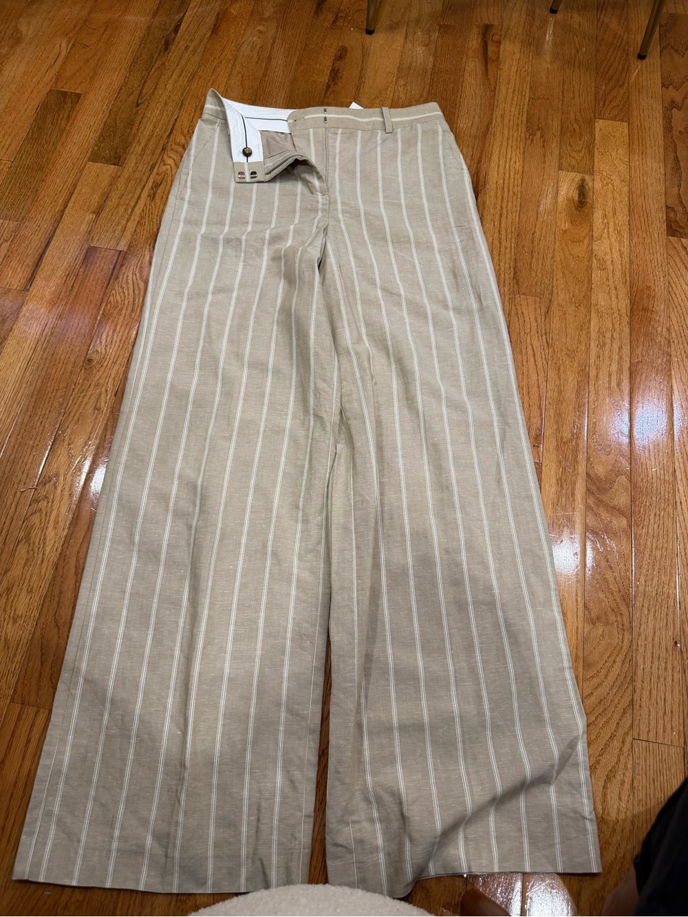 Ann Taylor Striped Wide Leg Pants — Khaki & White — Size 2 — NWT